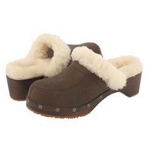 Ugg Australia Kalie Leather Sheepskin Clog Mules
